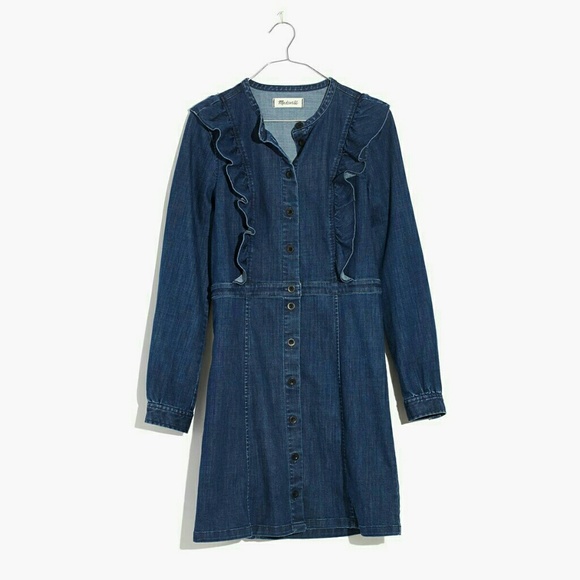 Madewell Dresses & Skirts - NWT! Madewell ruffle front denim dress